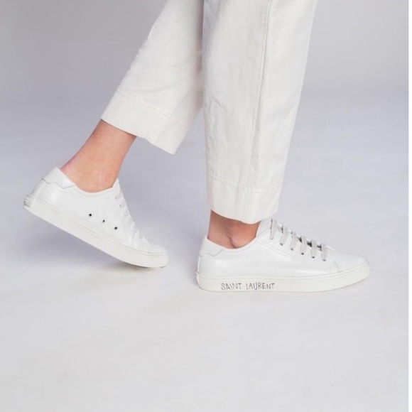 Saint Laurent Malibu Sneakers In Smooth Leather Sz 40 - Picture 2 of 13